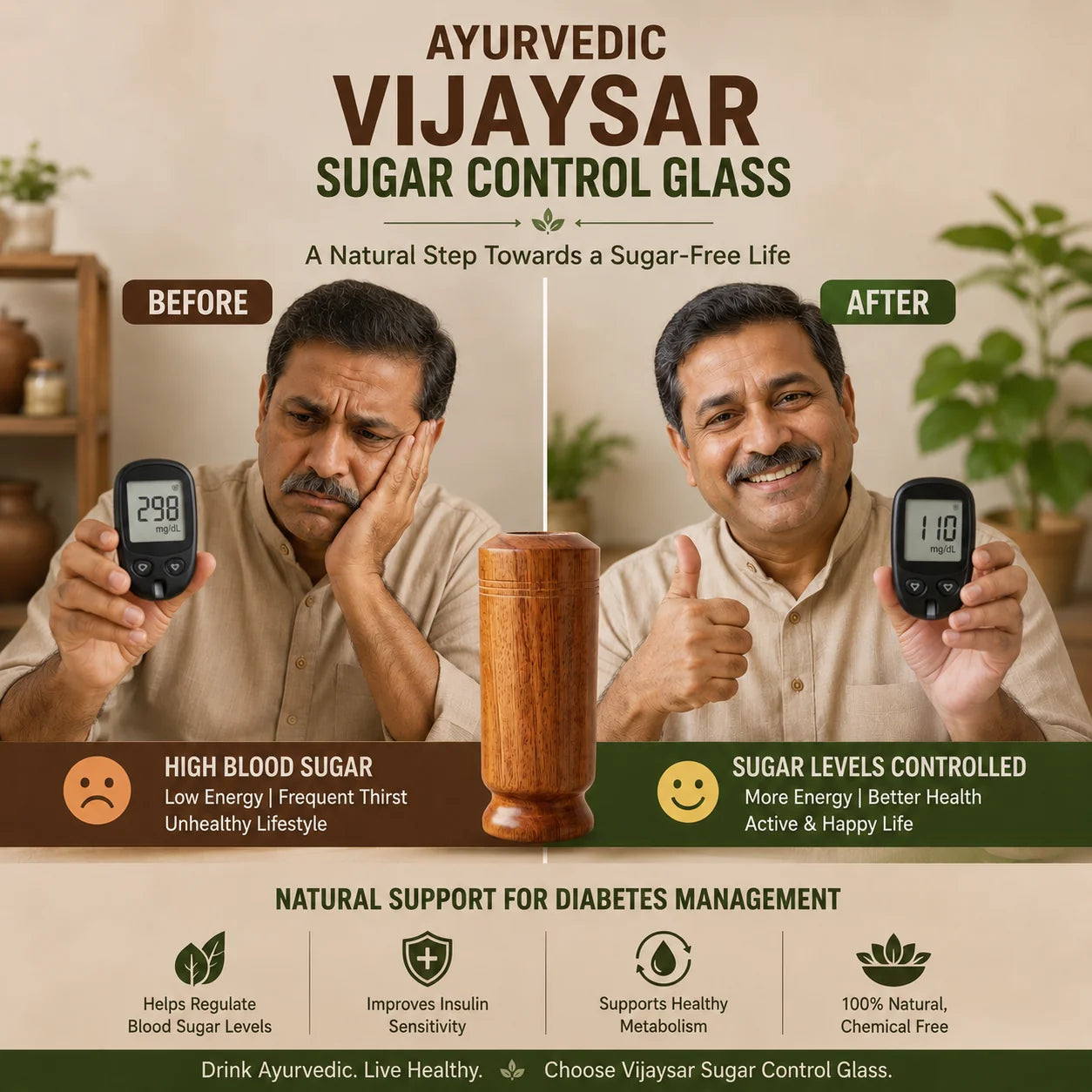 Alura™ Vijaysar Sugar Balance Wood Glass
